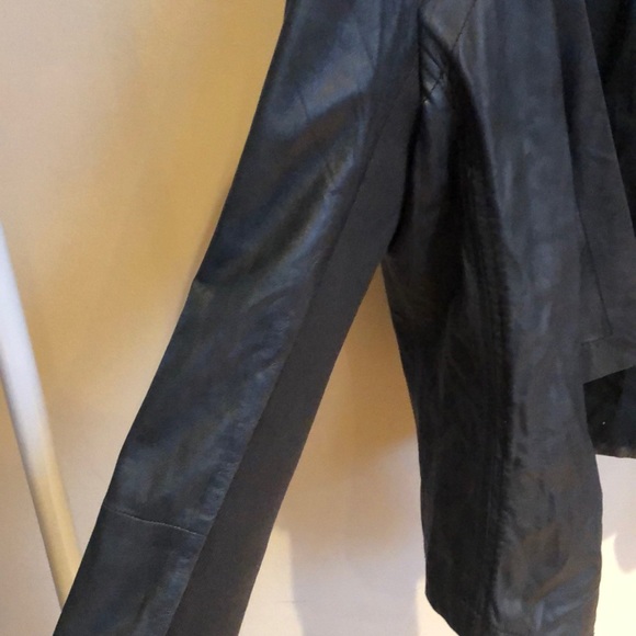 Trouve Navy Blue Waterfall Leather Jacket - Picture 3 of 7